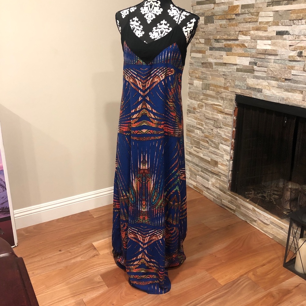 Blue Multiprint Maxi Dress